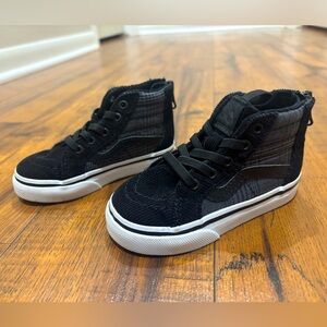 Vans Sk8-Hi Zip Toddler High Top Sneakers Black & White, Plaid, Size 6